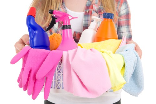 Stain removal on fabric with cleaning supplies
