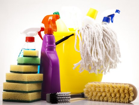 Steam carpet cleaning in a residential bedroom
