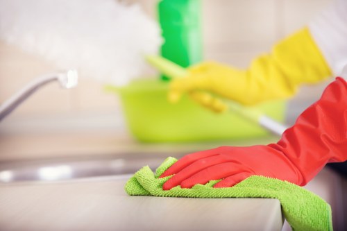Professional steam carpet cleaning machine in use